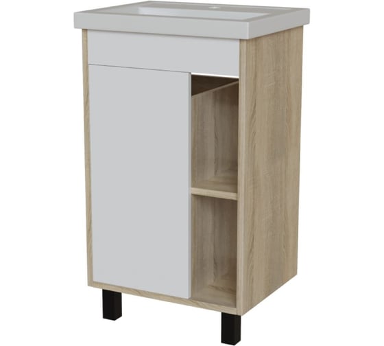 Изображение товара Тумба для ванной MIXLINE МИЛТОН-50 Дуб сонома/белый под раковину Фостер 50 Kirovit ЛДСП /ПВХ 557618