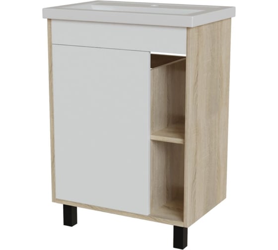 Изображение товара Тумба для ванной MIXLINE МИЛТОН-60 Дуб сонома/белый под рак. Фостер 60 Kirovit ЛДСП /ПВХ 557619