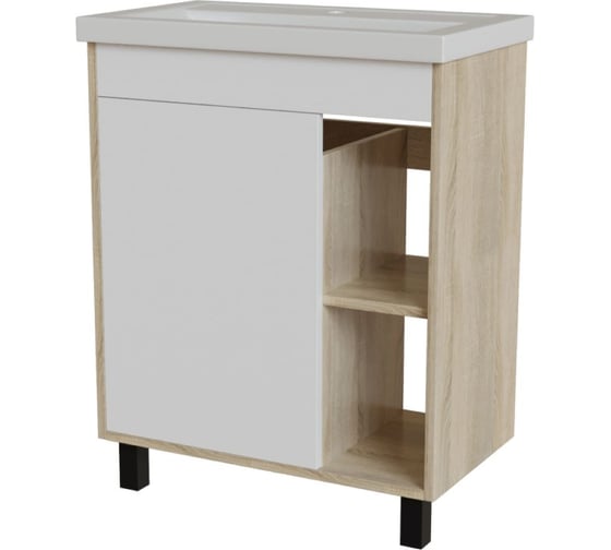 Изображение товара Тумба для ванной MIXLINE МИЛТОН-70 Дуб сонома/белый под раковину Фостер 70 Kirovit ЛДСП /ПВХ 557620