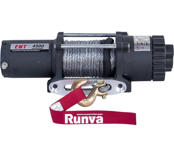 Изображение товара Электрическая лебёдка RUNVA 12V 4500A lbs синтетический трос EWT4500ASR
