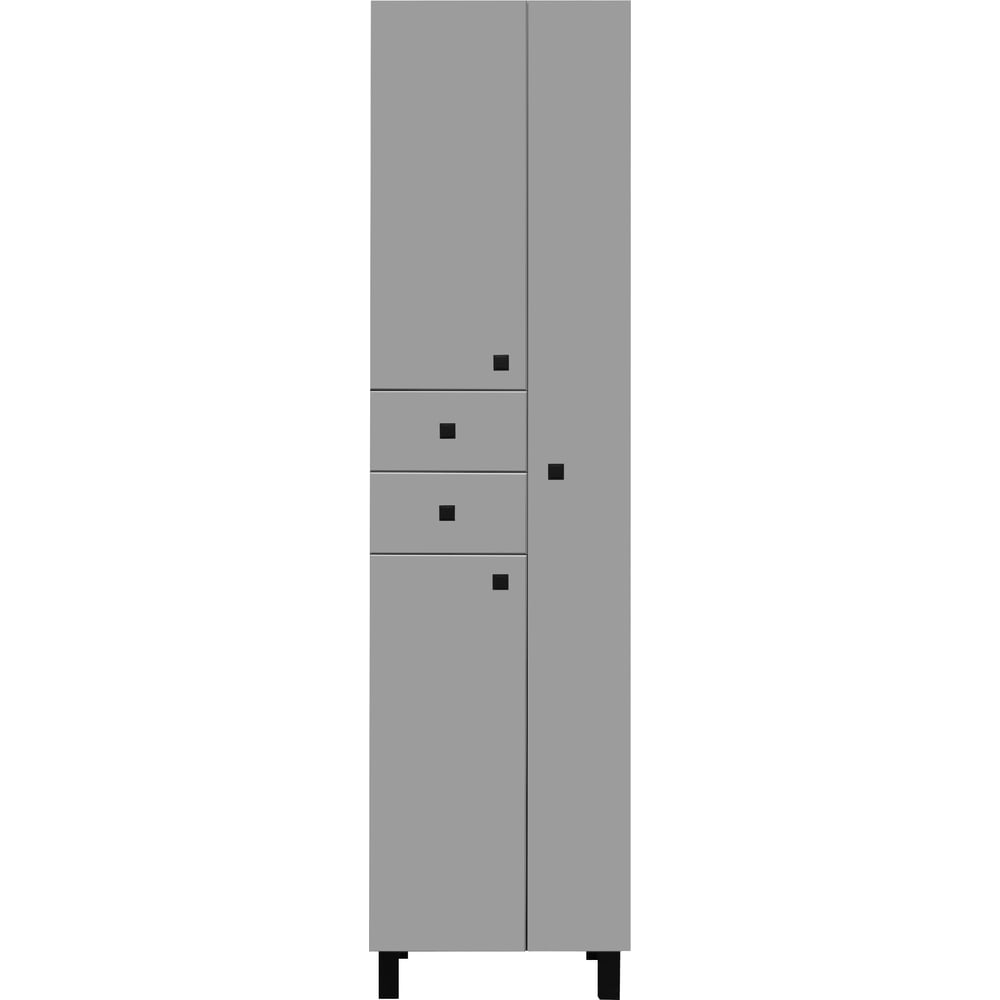 Изображение товара Шкаф-колонна РУНО 50 серый с 3 дверями и ящиками для современного интерьера