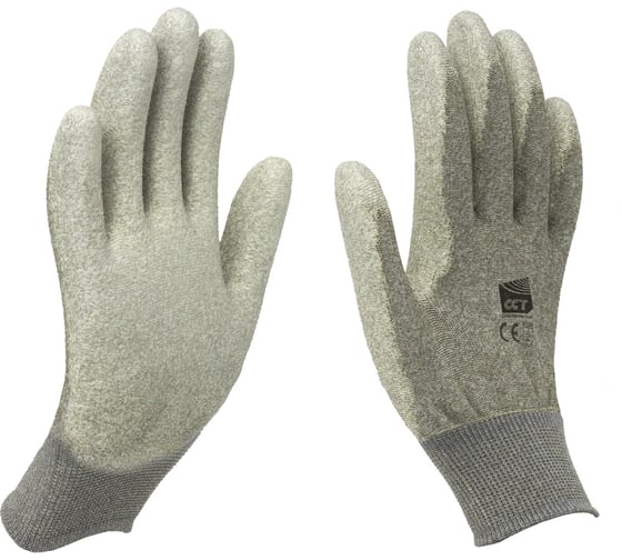 Изображение товара Перчатки антистатические нейлоновые CLEAN CONTROL TECH с добавлением медной нити (Rs ≤ 10Е5), с покрытием ладони, M 4670319520467