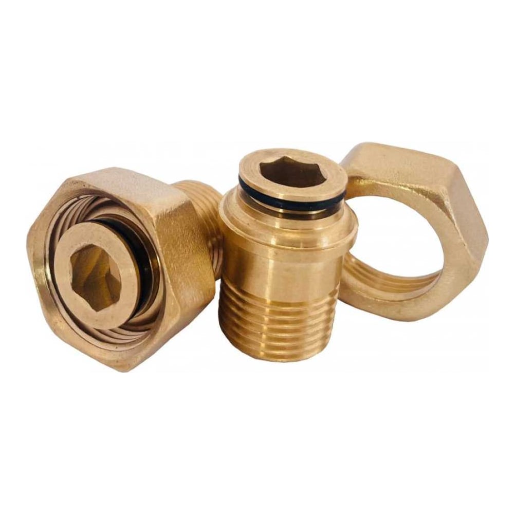 Изображение товара Соединитель евроконус латунный АПОГЕЙ G1/2 НР-G3/4''ЕК с гайкой