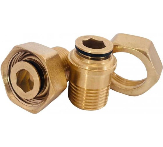 Изображение товара Соединитель евроконус латунный АПОГЕЙ G1/2 НР-G3/4''ЕК с накидной гайкой 310018