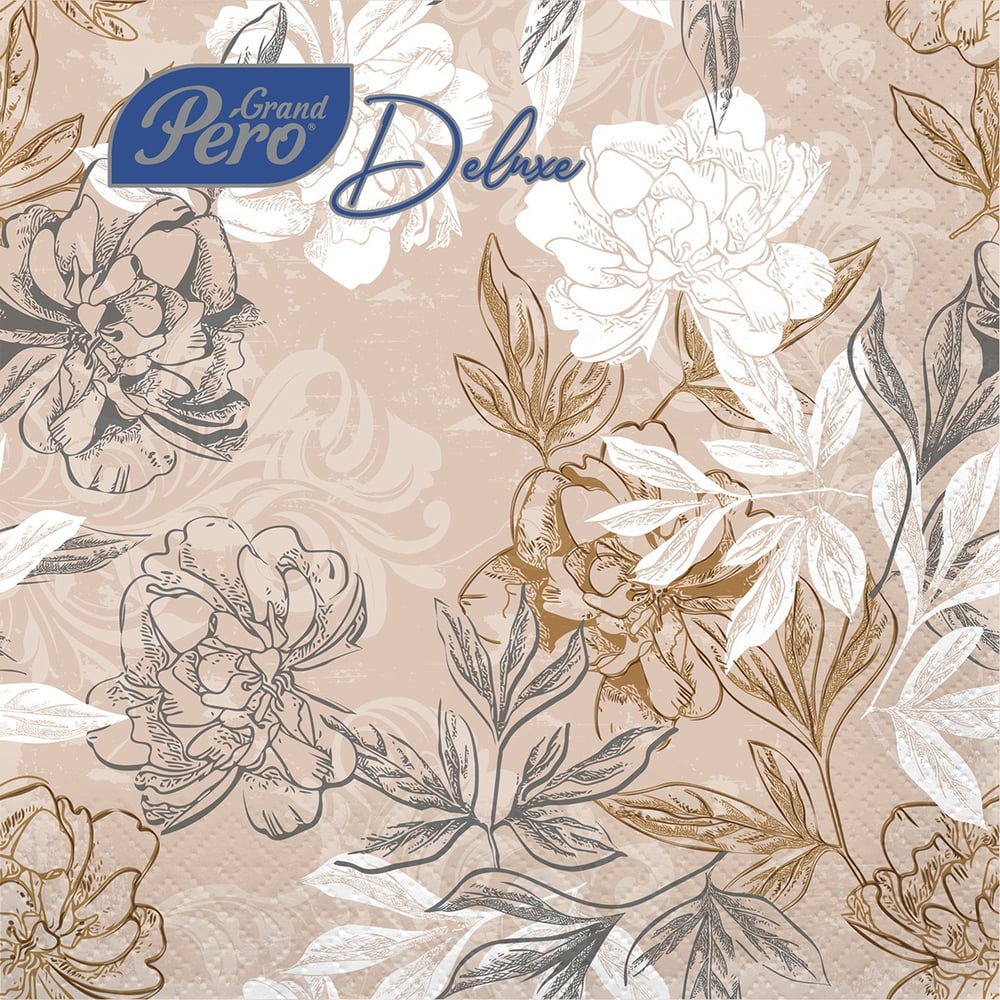 Изображение товара Бумажные салфетки GrandPero Deluxe Сонет 3 слоя 20 шт для сервировки стола