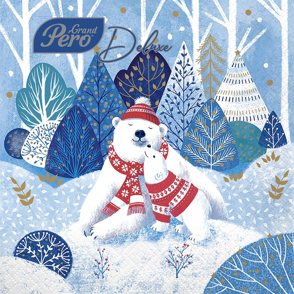 Изображение товара Бумажные салфетки сервировочные GrandPero Deluxe Умка 20 шт трехслойные белые квадратные