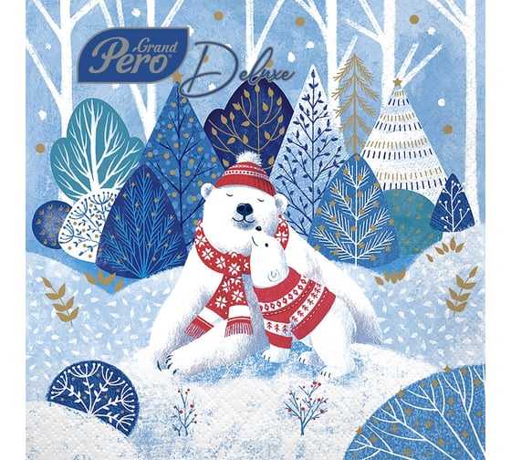 Изображение товара Салфетки бумажные сервировочные GrandPero Deluxe Умка, трехслойные, 20 шт 279474