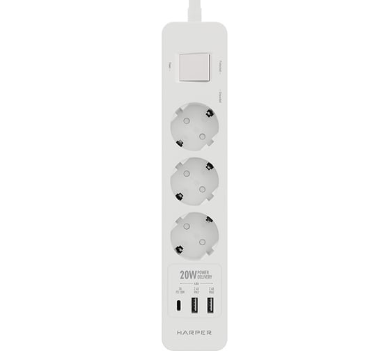 Изображение товара Удлинитель с USB зарядкой HARPER UCH-350 White PD3.0 H00002822