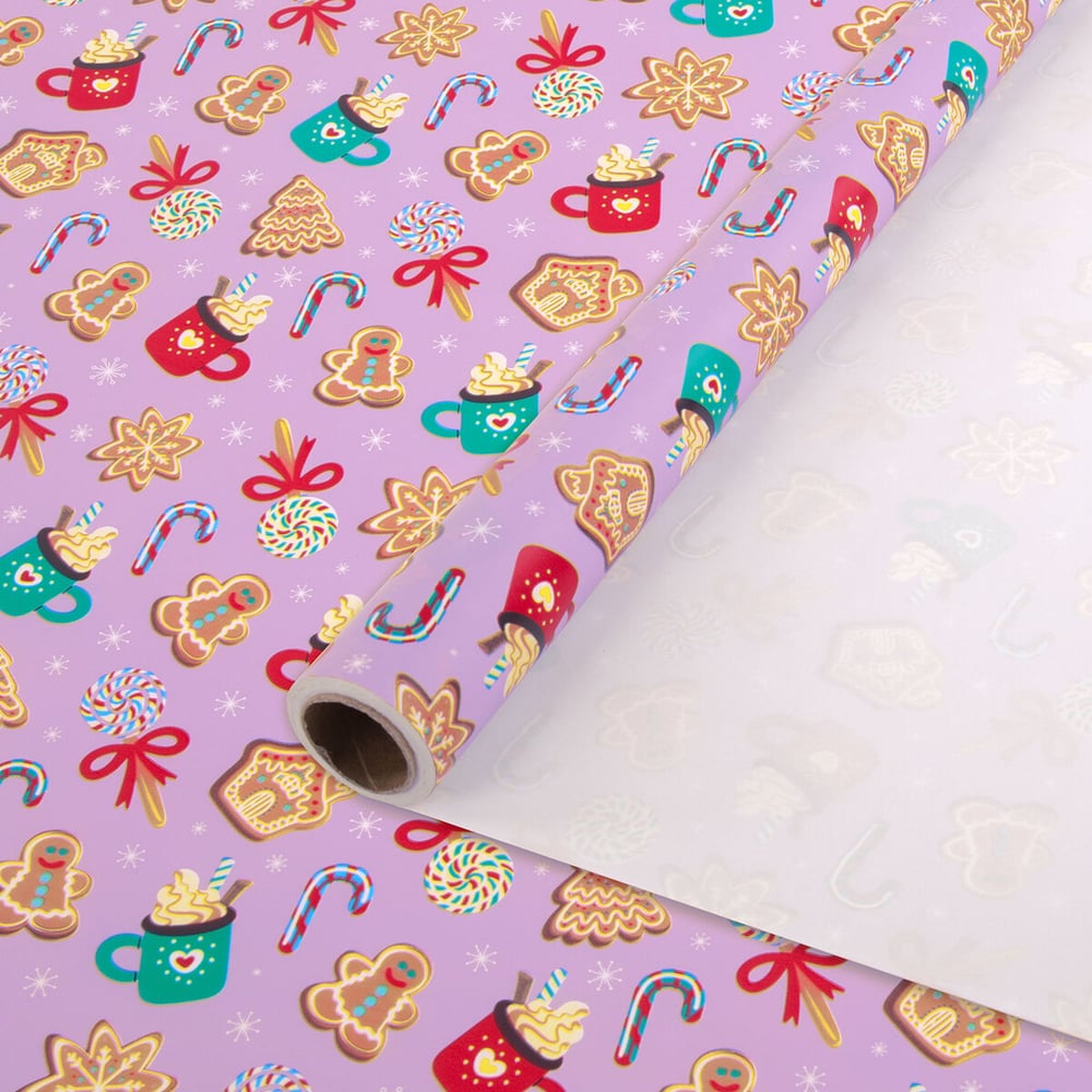 Изображение товара Мелованная упаковочная бумага Золотая сказка BIG SIZE 0,7х10 м сладости