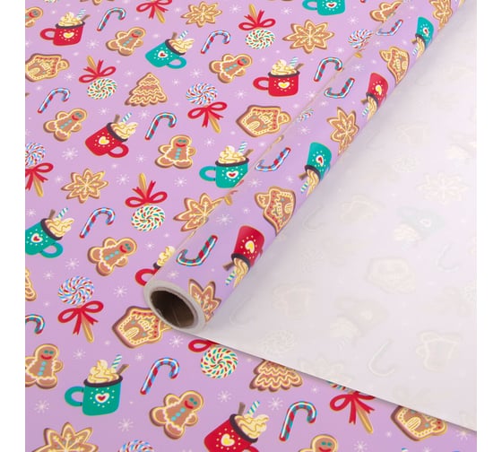 Изображение товара Бумага упаковочная мелованная Золотая сказка BIG SIZE Сладости, 0,7х10 м 592616