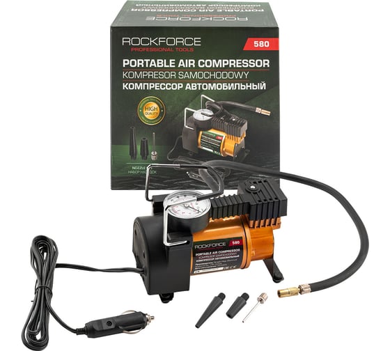 Изображение товара Компрессор автомобильный Rockforce 12V, производительность 30л/мин RF-580(63197)