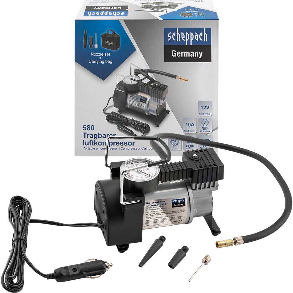 Изображение товара Компрессор автомобильный Scheppach 12V Sch-580 30л/мин