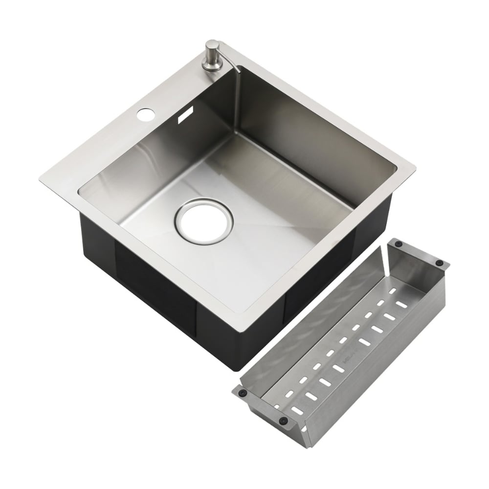 Изображение товара Мойка MELANA R5050HK ProfLine 3,0/200 САТИН врезная квадратная с дозатором и коландером