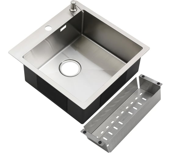 Изображение товара Мойка MELANA R5050HK  ProfLine 3,0/200 САТИН врезная квадратная в комплекте с дозатором и коландером MLN-R5050HK+дозатор+коландер