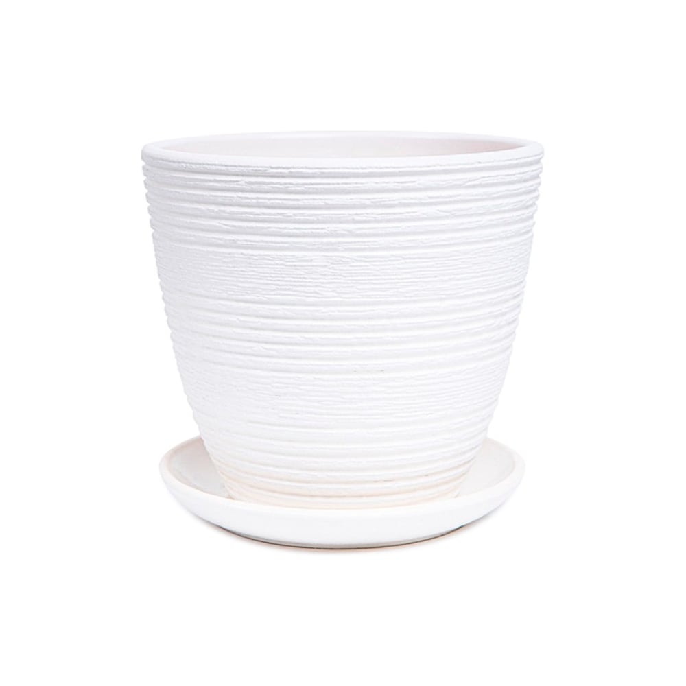 Изображение товара Горшок Сады Аурики керамика с поддоном Халва белый 20,8 см