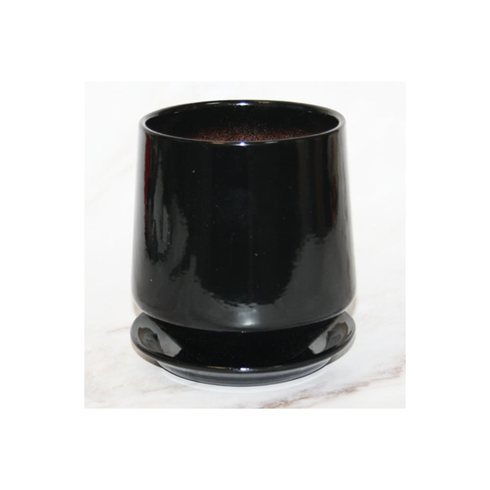 Изображение товара Горшок с поддоном Сады Аурики керамика черный d18см h19см