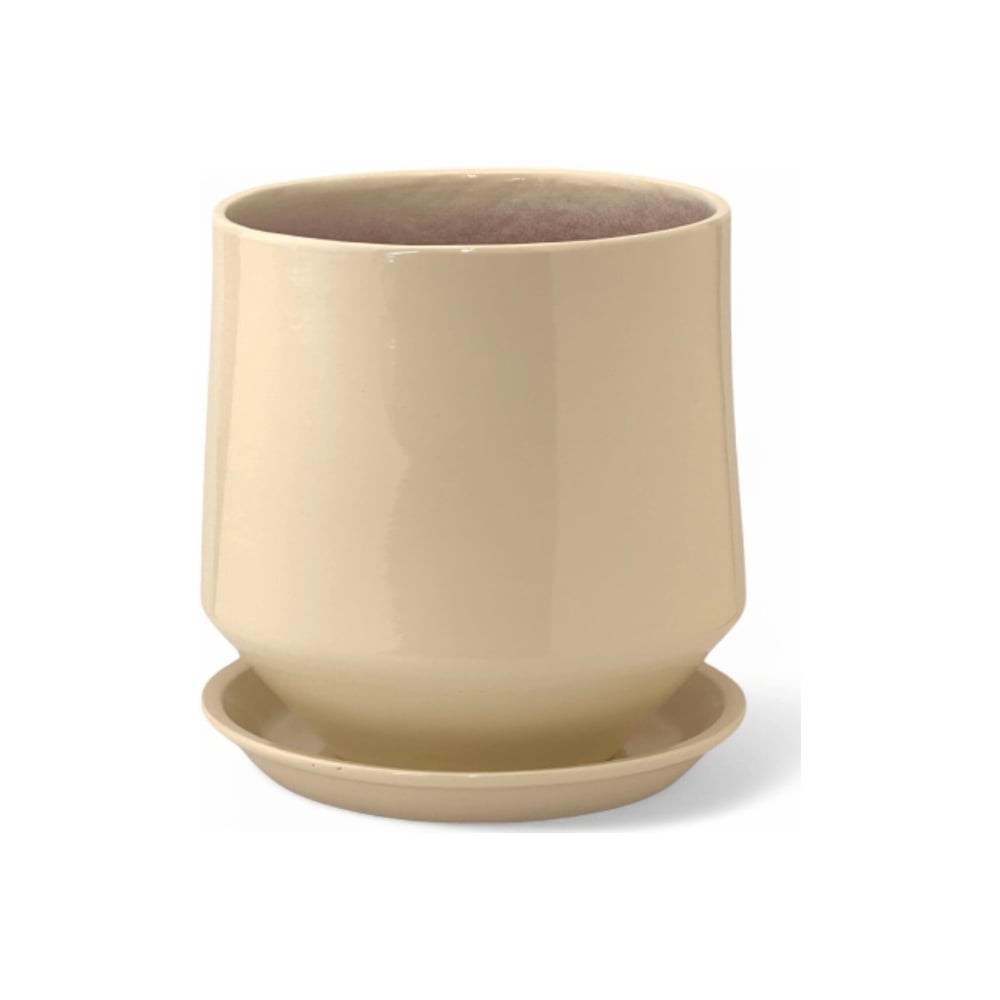 Изображение товара Горшок с поддоном Сады Аурики Виктория керамика глянец бежевый 18 см