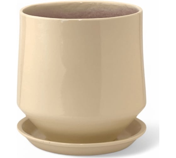 Изображение товара Горшок с поддоном Сады Аурики керамика глянец Виктория бежевый d18см h19см 073994
