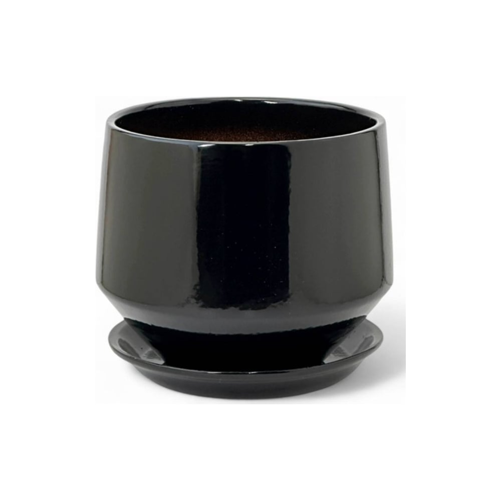 Изображение товара Горшок с поддоном Сады Аурики Диана 18 см керамика черный