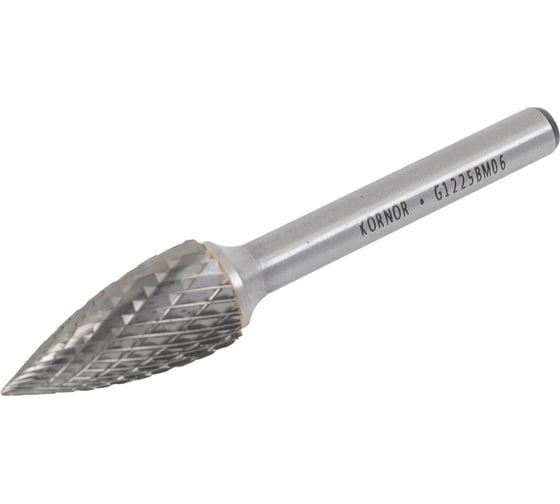 Изображение товара Борфреза гиперболическая с точечным торцом (тип G; 12х25 мм; хвостовик 6 мм) KORNOR 372122506