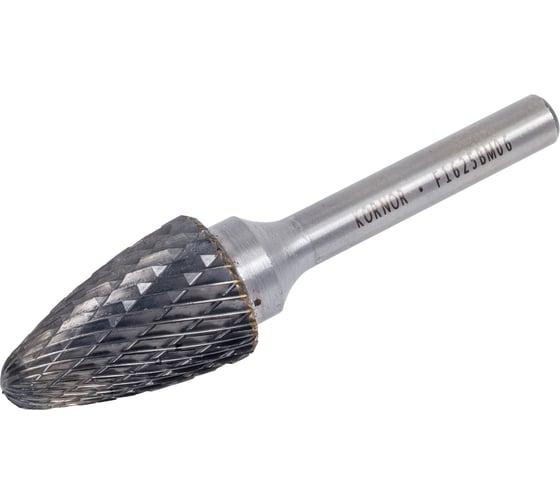 Изображение товара Борфреза гиперболическая со сферическим торцом (тип F; 16х25 мм; хвостовик 6 мм) KORNOR 362162506
