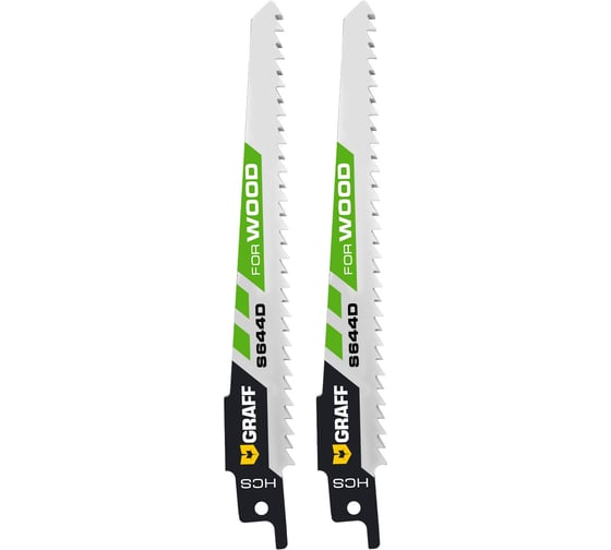 Изображение товара Полотно для сабельной пилы GRAFF по дереву 150 мм S644D HCS, 2 шт. в блистере 191150