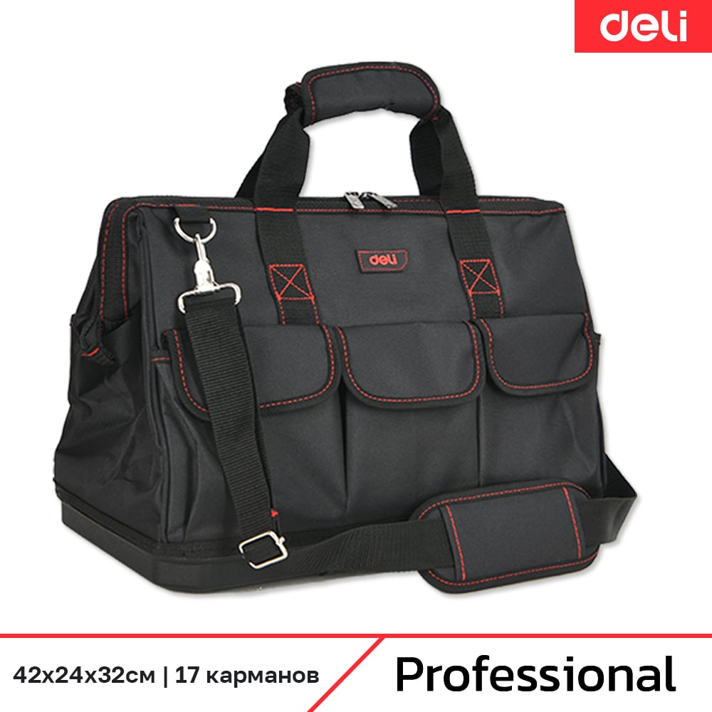 Изображение товара Сумка для инструментов DELI с жестким пластиковым дном Black Edition DL430901