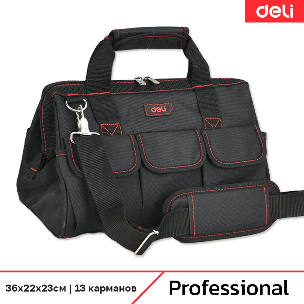 Изображение товара Сумка для инструментов DELI Black Edition DL430902 13 карманов Oxford 600D