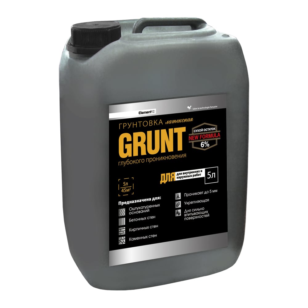 Изображение товара Грунтовка для внутренних работ ALPA ELEMENT SE GRUNT 5 л для бетона кирпича гипсокартона