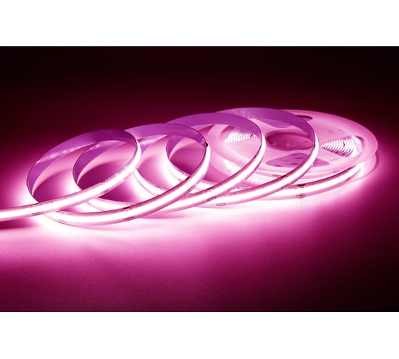 Изображение товара Светодиодная лента Apeyron 24В, 11Вт/м, COB, 352д/м, IP20, подложка 10мм, 5м, розовый 00-356