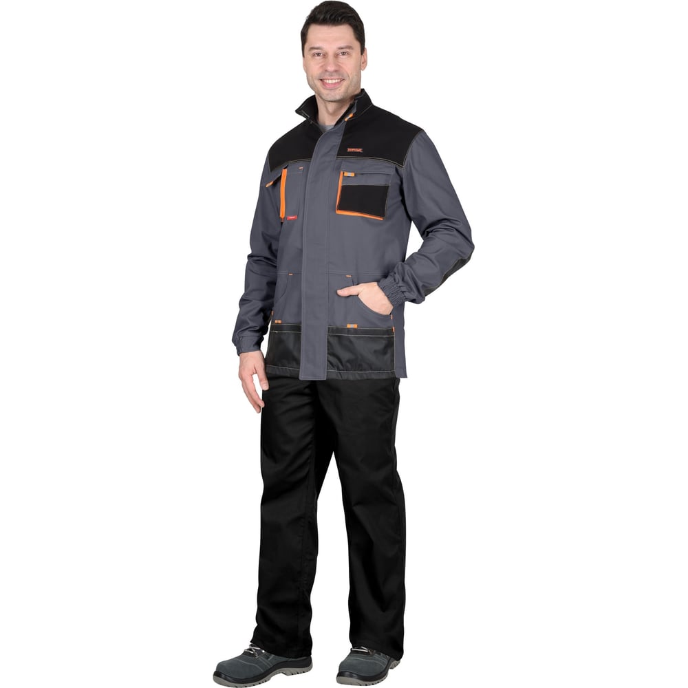 Изображение товара Мужская длинная куртка МАНХЕТТЕН-Р водоотталкивающая темно-серая с карманами