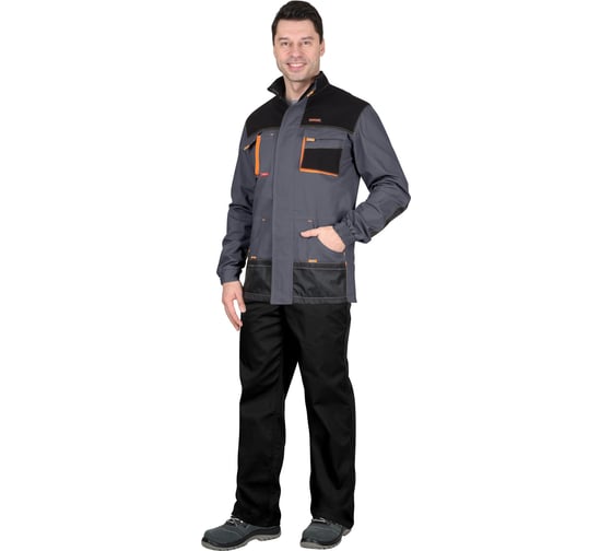 Изображение товара Куртка СИРИУС МАНХЕТТЕН-Р длинная темно-серая с оранжевым и черным р. 104-108/170-176 101457-р