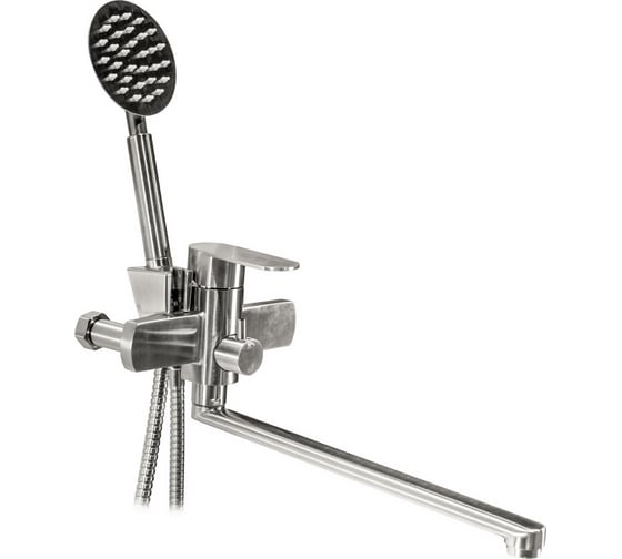 Изображение товара Смеситель для ванны Damento SEMPLICE BA01.10, шаровый, нерж.сталь, излив 350 мм, лейка 3 режима (1/10) 016308