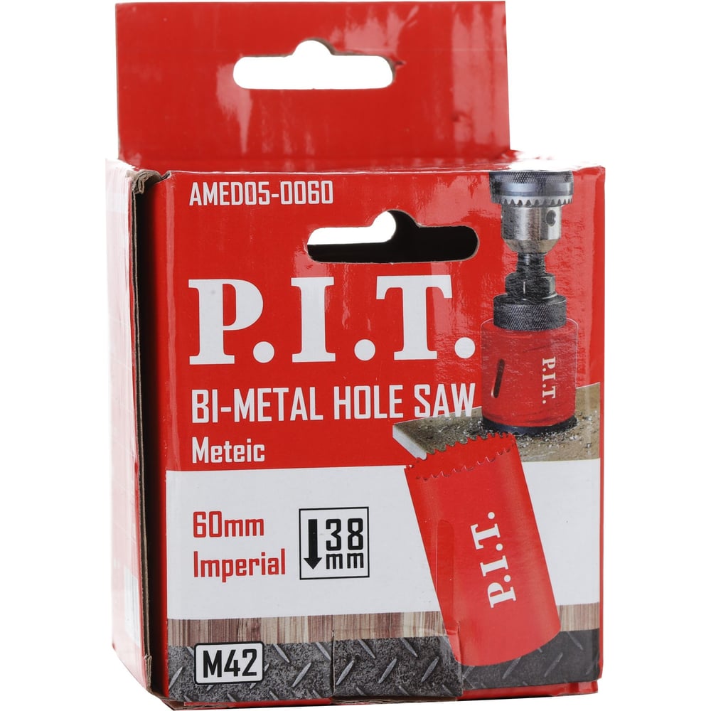 Изображение товара Коронка биметаллическая по металлу P.I.T. 60x44мм для высокоэффективного сверления