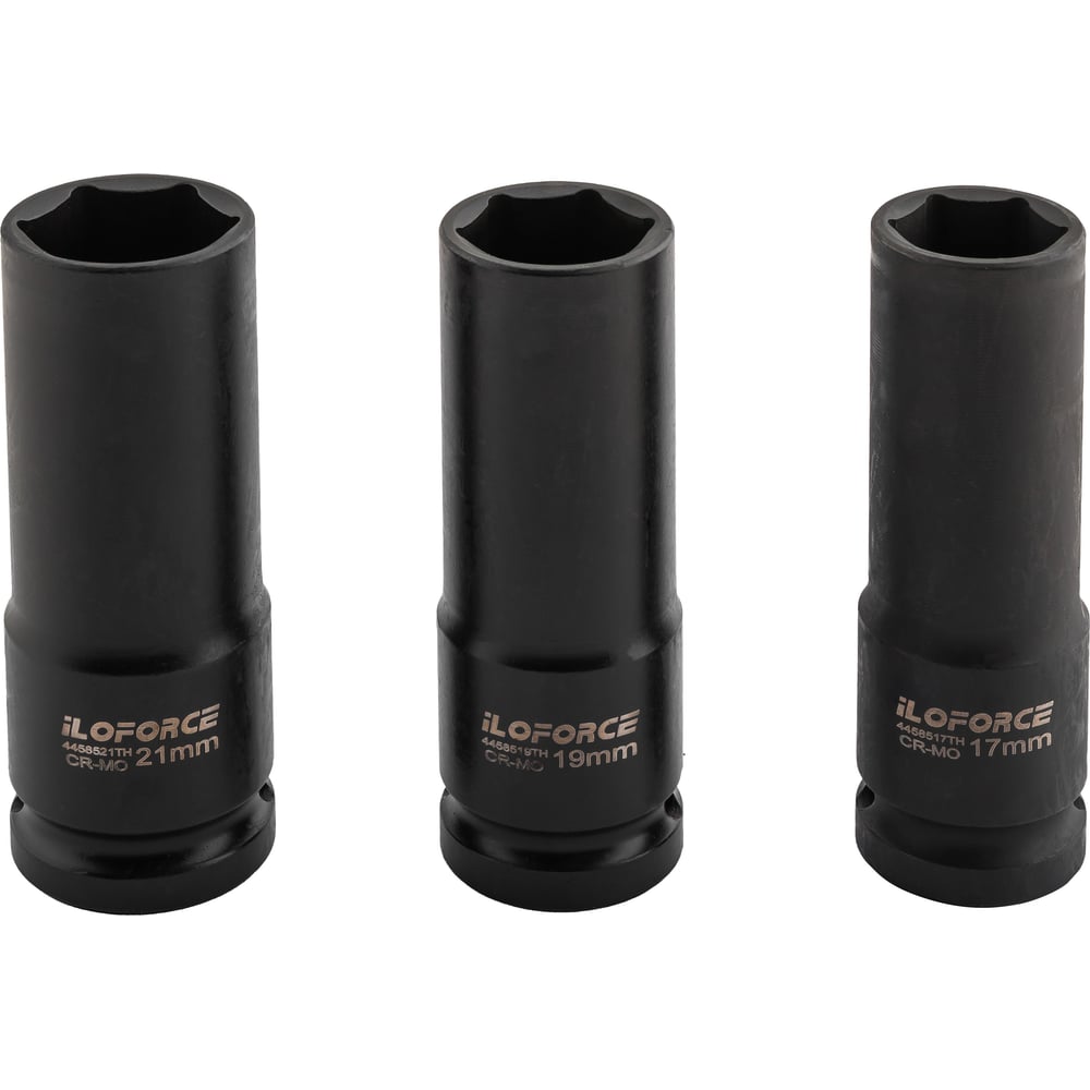 Изображение товара Набор ударных головок iLOFORCE 3 предмета 17, 19, 21 мм CrMo