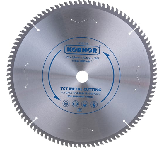 Изображение товара Диск пильный для сэндвич-панелей (320х25.4 мм; 100 зубьев; TCT) KORNOR 11320100