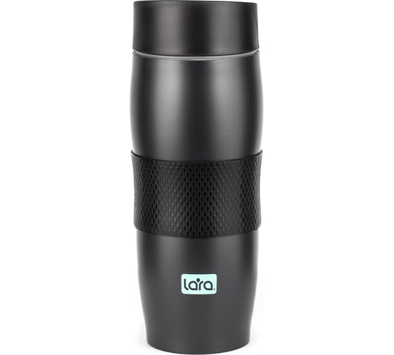 Изображение товара Термокружка Lara 380 мл, двойные стенки, вакуум, сталь/силикон LR04-24 Black