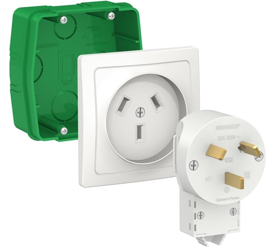 Изображение товара Силовой комплект: розетка, вилка Systeme Electric Blanca С/У Белый 32 А, 250 В BLNSK013231