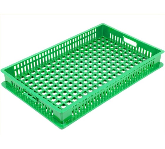 Изображение товара Ящик п/э 740х465х95 перфорированный цв. зелёный Тара.ру 21856