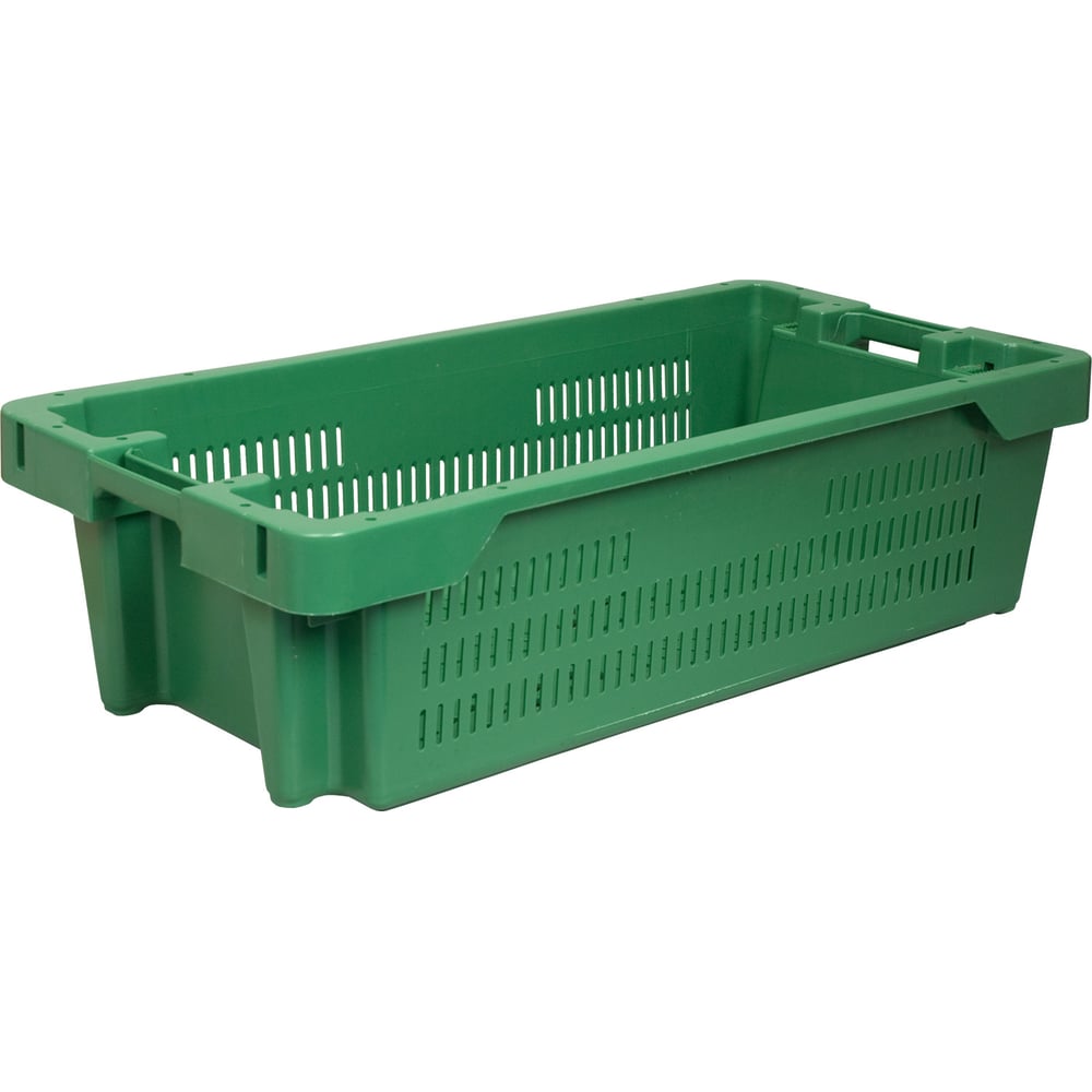 Изображение товара Ящик п/э рыбный перфорированный зеленый 800х400х225