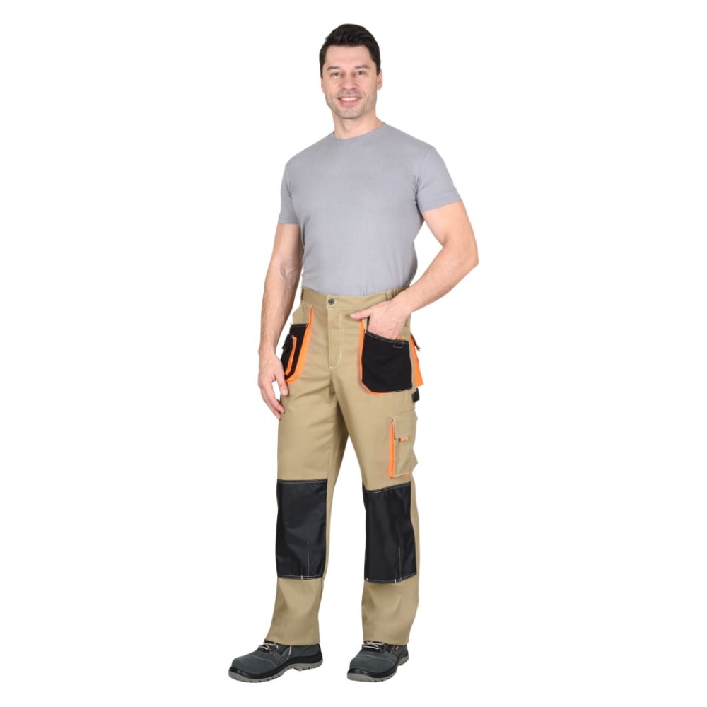 Изображение товара Мужские брюки СИРИУС МАНХЕТТЕН-Р песочные с оранжевым и черным размер 88-92