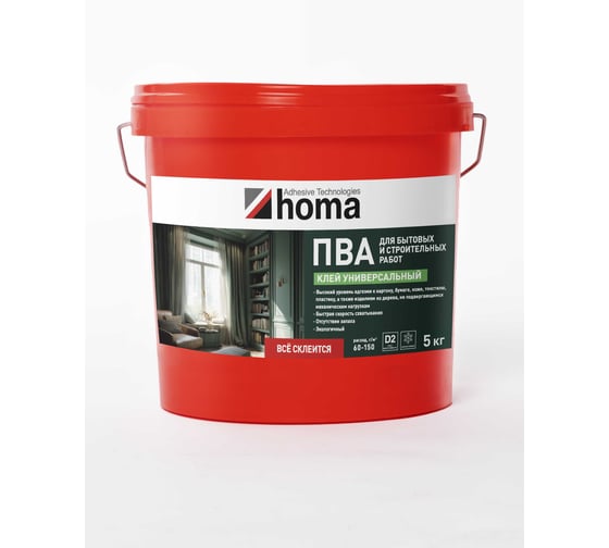Изображение товара ПВА-клей универсальный Homakoll ведро, 5кг ПВА К универсал-05-19