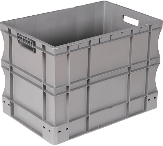 Изображение товара Ящик п/п 600х400х435 с ручками, усиленное дно, стенки цв. серый Sembol Plastik 31785