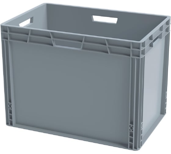 Изображение товара Ящик п/п 600х400х440 cплошной, усиленное дно, цв. серый Sembol Plastik 25255