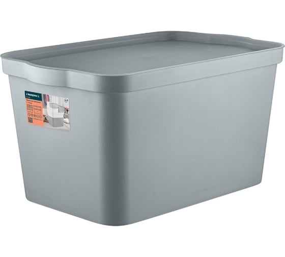 Изображение товара Ящик п/п 452х298х244 24л. для хранения, с крышкой, вкладываемый цв. серый топаз Blocker 36171