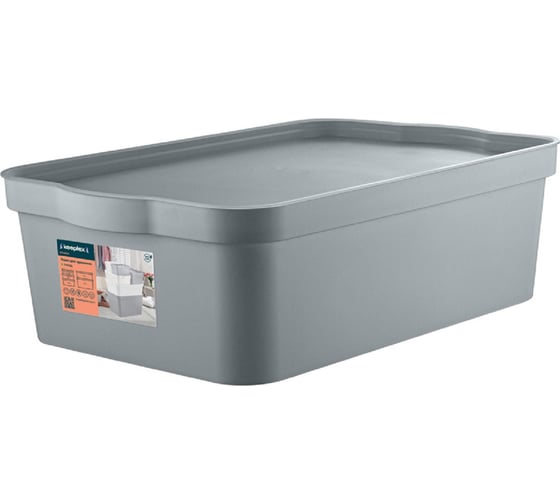 Изображение товара Ящик п/п 452х298х140 14л. для хранения, с ручкой, вкладываемый цв. серый топаз Blocker 36166