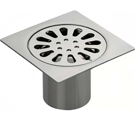 Изображение товара Трап ООО ПКФ Сварком д= 50 вертикальный пласт, решетка нерж 100х100 гидрозатвор, сатин (уп/1шт) СанТех s073129