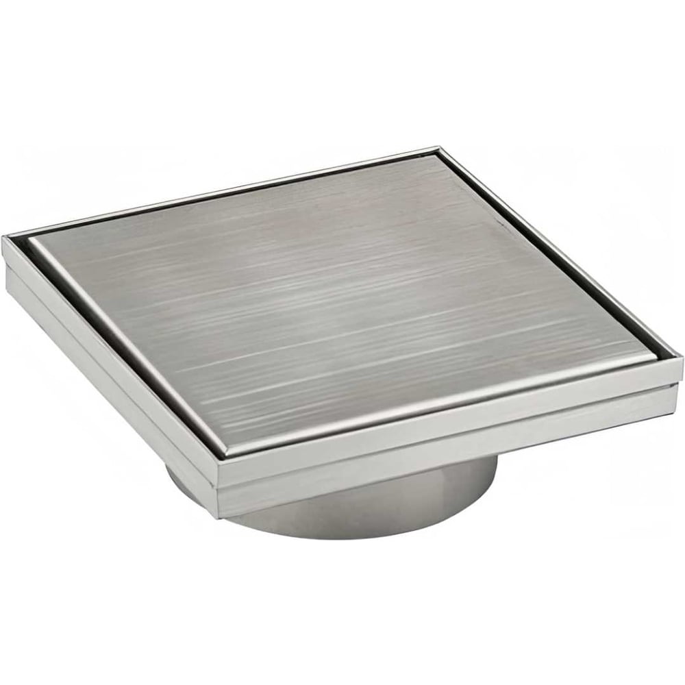 Изображение товара Вертикальный трап для пола d=100 с сухим затвором из нержавеющей стали 150х150мм СанТех S076092