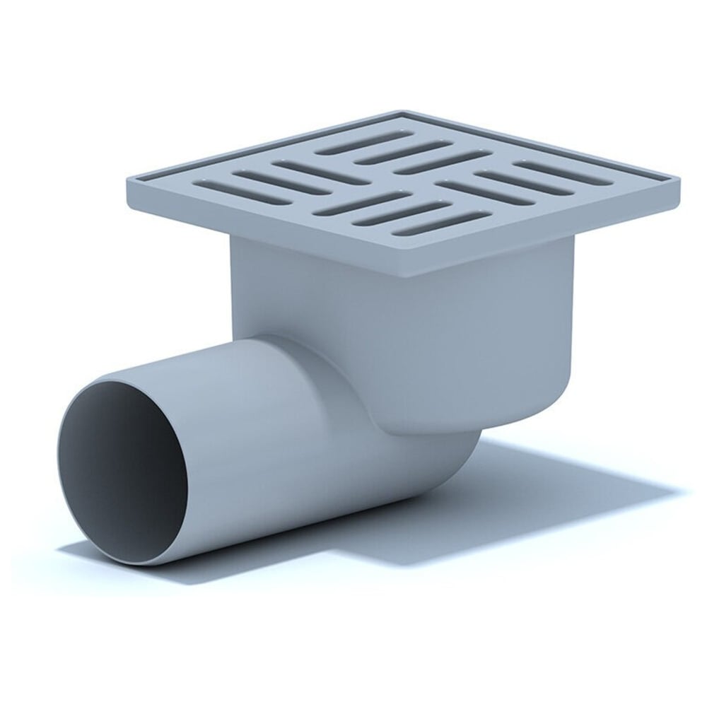 Изображение товара Горизонтальный трап для водоотвода d=110 150х150 из нержавеющей стали