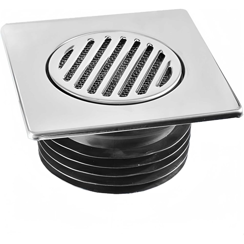 Изображение товара Трап для пола нержавеющая сталь 150х150 мм с сухим затвором и вертикальным выпуском